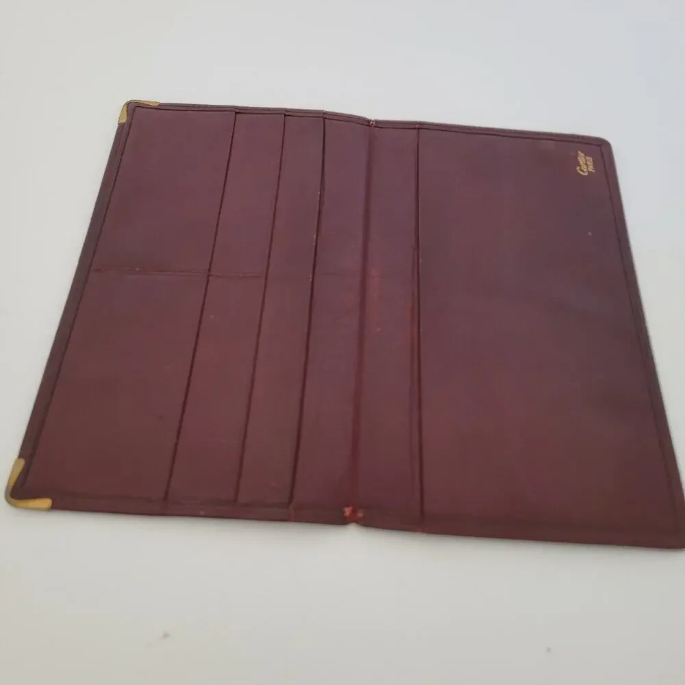 Cartier Vintage Bifold Leather Bordeaux Red Wallet Large Credit Card Burgundy